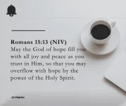 Romans 1513 (NIV) May the God of hope fill you with all joy and peace as you trust in Him, so...webp