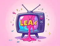 Firefly_Generate an analog TV with crack in the center with leaking liquid and a word that sa...webp