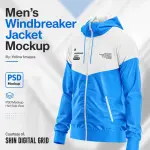 Men's Windbreaker Jacket Mockup - Half Side.webp