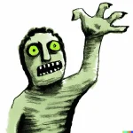 DALL·E 2022-12-31 18.14.31 - Impression art of zombie raising right hand.webp